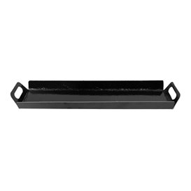 Bandeja Cartón Rectangular Negra Asas 32x7,5 cm (100 Uds)
