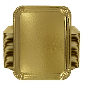 Bandeja de Cartón Rectangular Dorada 16x22 cm (100 Uds)