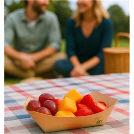 Barqueta Cartón de Bambú Kraft 350ml 16,5x12x4,4cm (1000 Uds)