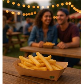 Barqueta Cartón de Bambú Kraft 350ml 16,5x12x4,4cm (1000 Uds)