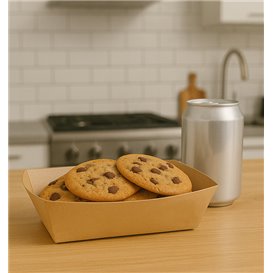 Barqueta Cartón de Bambú Kraft 700ml 20,5x15x5,2cm (125 Uds)