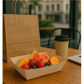 Barqueta Cartón de Bambú Kraft 800ml 24x16x5,2cm (125 Uds)