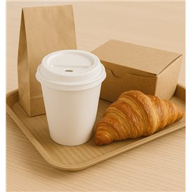 Tapa Travel con Agujero PS para Vaso Cartón 7Oz Blanca Ø7,2cm (100 Uds)