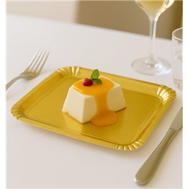 Bandeja de Cartón Rectangular Dorada 16x22 cm (100 Uds)