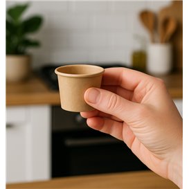Tarrina Cartón Kraft para Salsas 30ml Ø4,3cm (50 Uds)