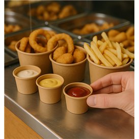 Tarrina Cartón Kraft para Salsas 30ml Ø4,3cm (50 Uds)