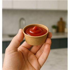 Tarrina Cartón Kraft para Salsas 50ml Ø6,3cm (50 Uds)