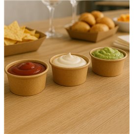 Tarrina Cartón Kraft para Salsas 50ml Ø6,3cm (50 Uds)