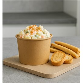 Tarrina Cartón Kraft para Salsas 100ml Ø7,3cm (50 Uds)