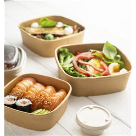Tarrina Cuadrada de Cartón Kraft 750ml 17x17x5cm (50 Uds)