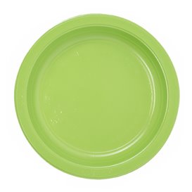 Plato de Plástico PS Reutilizable Llano Verde Lima Ø220mm (25 Uds)
