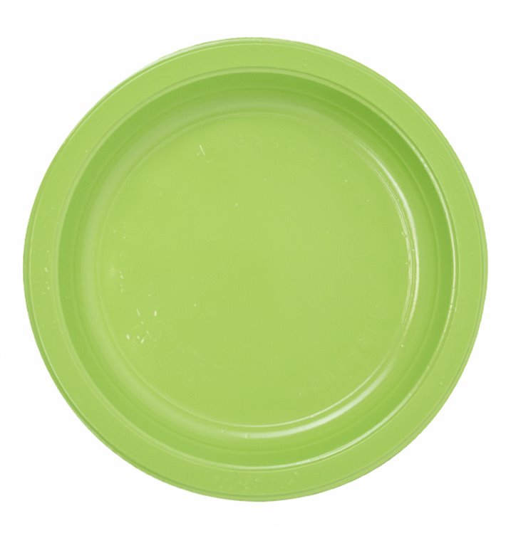 Plato de Plástico PS Reutilizable Llano Verde Lima Ø165mm (25 Uds)