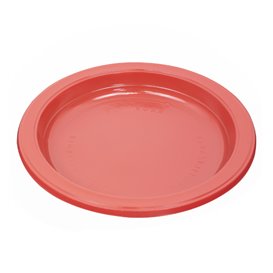 Plato de Plástico PS Reutilizable Llano Rojo Ø220mm (25 Uds)