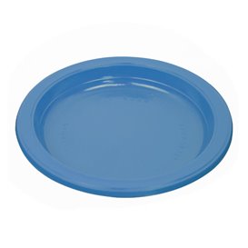 Plato de Plástico PS Reutilizable Llano Azul Oscuro Ø220mm (25 Uds)