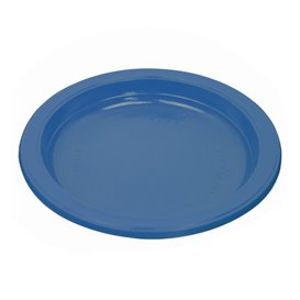 Plato de Plástico PS Reutilizable Llano Azul Oscuro Ø165mm (25 Uds)