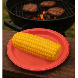 Plato de Plástico PS Reutilizable Llano Rojo Ø165mm (25 Uds)