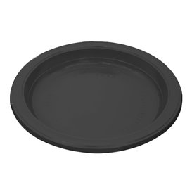 Plato de Plástico PS Reutilizable Llano Negro Ø165mm (25 Uds)