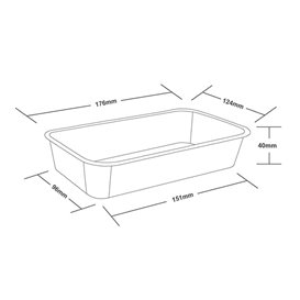 Envase Rectangular Plástico PP Transparente 500ml 17,4x11,6x3,5cm (500 Uds)