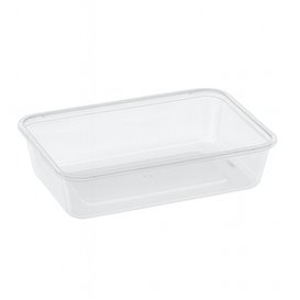 Envase Rectangular Plástico PP Transparente 500ml 17,4x11,6x3,5cm (500 Uds)