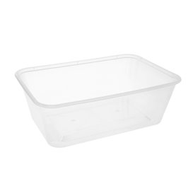 Envase Rectangular Plástico PP Transparente 750ml 17,4x11,6x5,5cm (25 Uds)