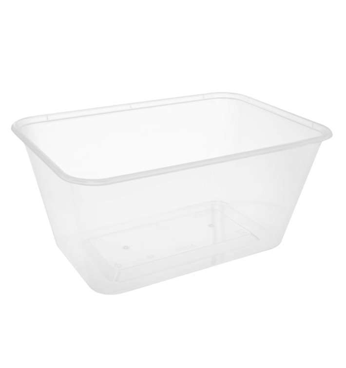 Envase Rectangular Plástico PP Transparente 1.000ml 17,4x11,5x8cm (25 Uds)