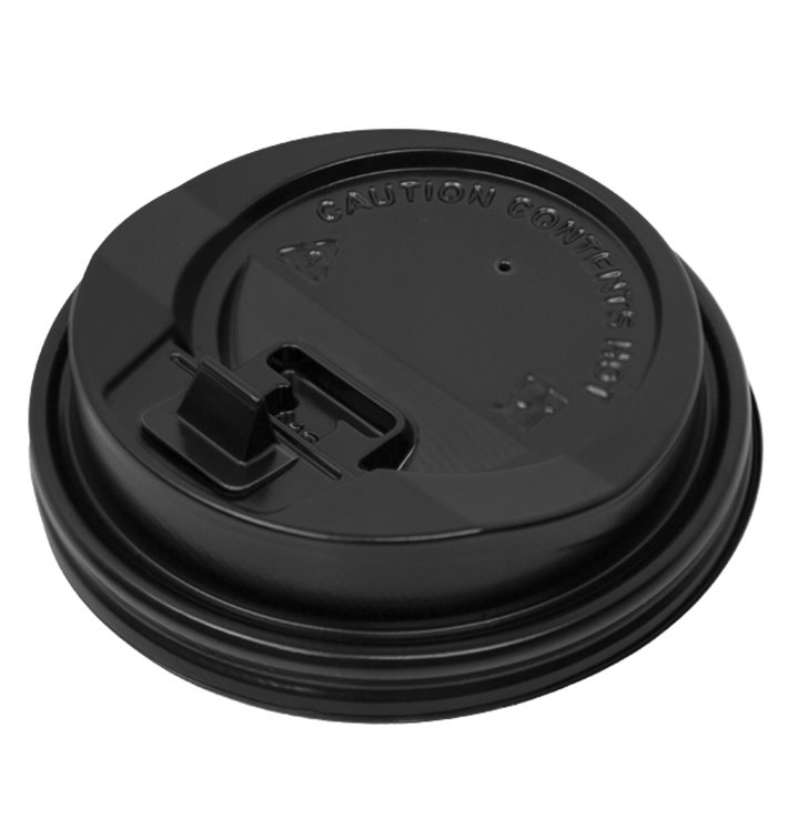 Tapa SIP de PS para Vaso de Cartón Negra Ø9cm (50 Uds)
