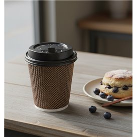 Tapa SIP de PS para Vaso de Cartón Negra Ø9cm (50 Uds)