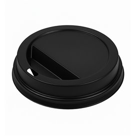 Tapa Travel con Agujero PS para Vaso de Cartón Negra Ø9cm (50 Uds)