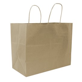 Bolsa Papel Kraft con Asa Plana 80g/m² 32+16x27,5cm (300 Uds)