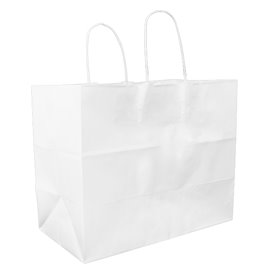 Bolsa Papel Blanca con Asa Plana 80g/m² 32+16x27cm (300 Uds)