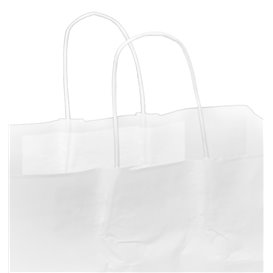 Bolsa Papel Blanca con Asa Plana 80g/m² 32+16x27cm (25 Uds)
