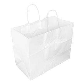 Bolsa Papel Blanca con Asa Plana 80g/m² 32+16x27cm (25 Uds)