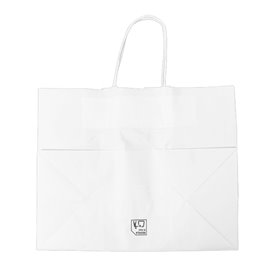 Bolsa Papel Blanca con Asa Plana 80g/m² 32+16x27cm (300 Uds)