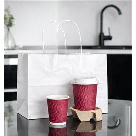 Bolsa Papel Blanca con Asa Plana 80g/m² 32+16x27cm (300 Uds)