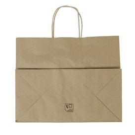 Bolsa de Papel Kraft con Asas Rizadas 80 g/m² 32+16x26cm (300 Uds)