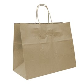 Bolsa de Papel Kraft con Asas Rizadas 80 g/m² 32+16x26cm (300 Uds)