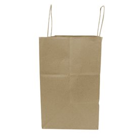 Bolsa de Papel Kraft con Asas Rizadas 80 g/m² 32+16x26cm (25 Uds)