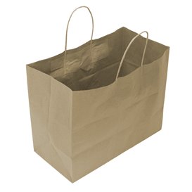 Bolsa de Papel Kraft con Asas Rizadas 80 g/m² 32+16x26cm (25 Uds)