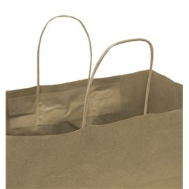 Bolsa de Papel Kraft con Asas Rizadas 80 g/m² 32+16x26cm (25 Uds)