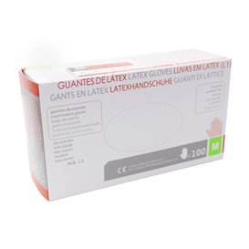 Guantes de Látex sin Talco Blanco Talla M AQL 1.5 (100 Uds)