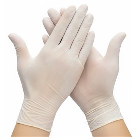 Guantes de Látex sin Talco Blanco Talla XL AQL 1.5 (100 Uds)