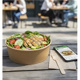 Tarrina Cartón Kraft-Kraft con Tapa RPET 38Oz/1140ml (100 Uds)