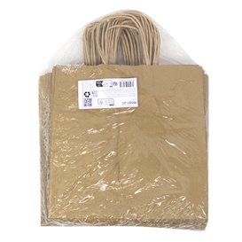 Bolsa de Papel Kraft con Asas Rizadas 80 g/m² 26+17x26cm (25 Uds)
