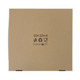 Caja de Cartón para Pizza Kraft 33x33x4cm (100 Uds)