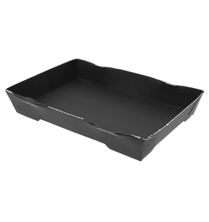 Envase para Sushi de Cartón Negro 16,5x11,5cm (12 Uds)