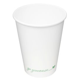 Vaso de Cartón ''Go Green'' Blanco 12Oz/360ml Ø9,0cm (50 Uds)