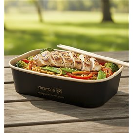 Envase Rectangular Negro 500 ml 17,3x12,1x4,3cm (50 Uds)