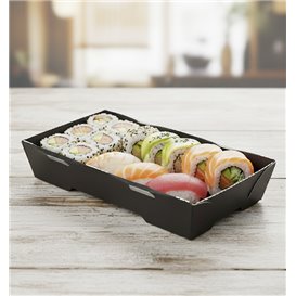 Envase para Sushi de Cartón Negro 12x6,2cm (50 Uds)