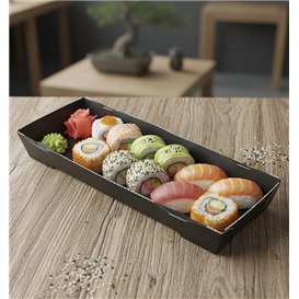 Envase para Sushi de Cartón Negro 22x9cm (50 Uds)