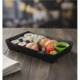 Envase para Sushi de Cartón Negro 16,5x11,5cm (50 Uds)